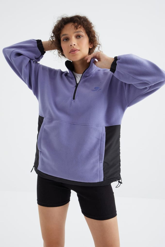 Oversized Half-zip Pluche Sweatshirt