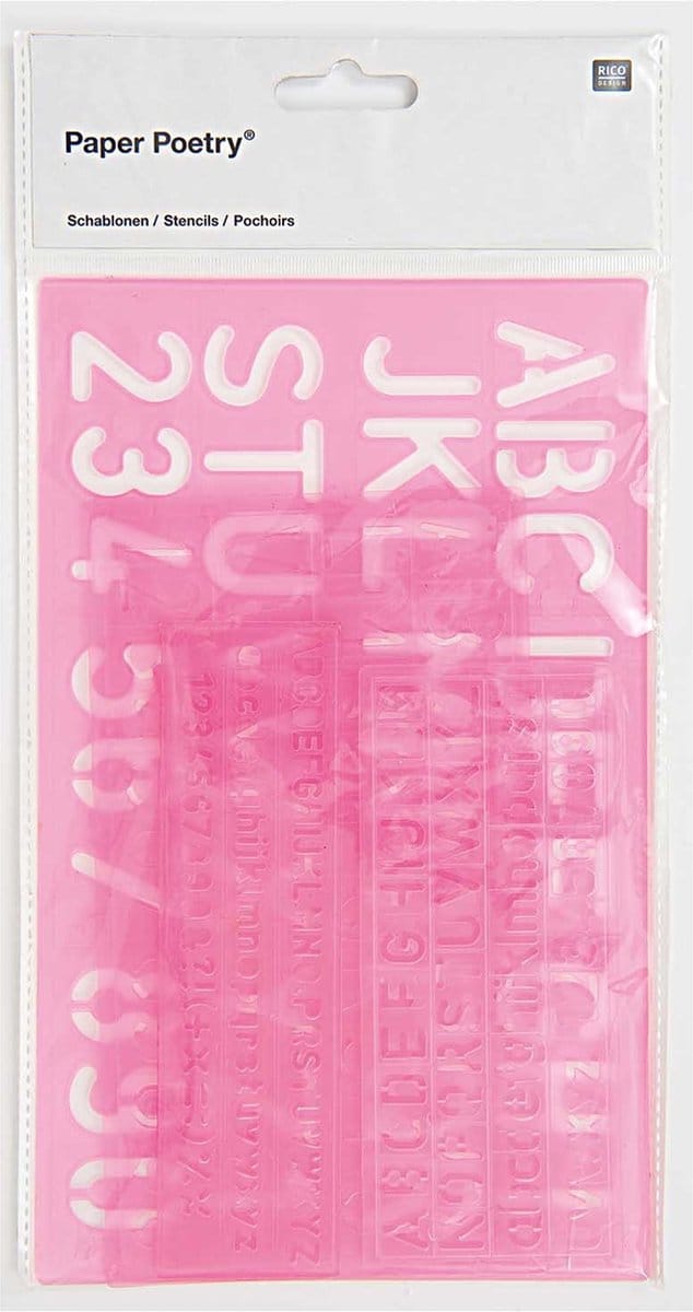 PAPER POETRY SJABLOON SET LETTERS EN CIJFERS 4 STUKS