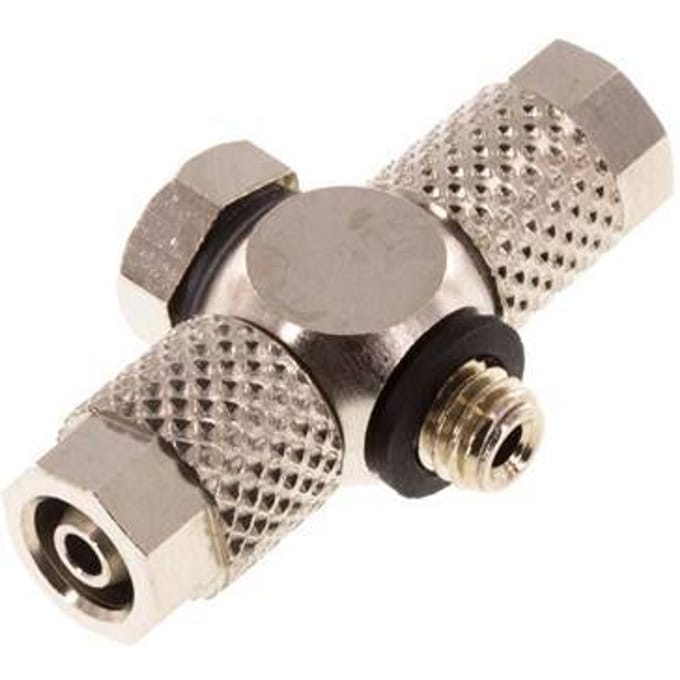 5x3 & M5 Vernikkeld Messing Banjo Tee Opsteek Fitting Buitendraad met O-ring [10 stuks].