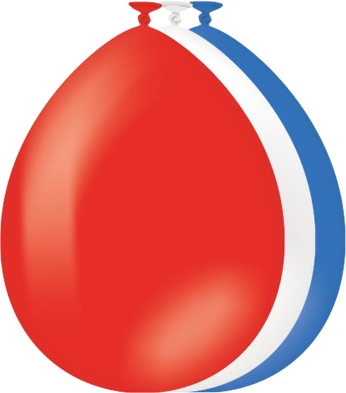 Ballonnen | 25 stuks | Kleur: Rood wit blauw | Afmeting: 30cm
