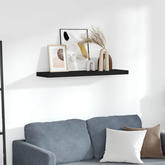 vidaXL - Wandschap - zwevend - 90x23,5x3,8 - cm - MDF - zwart