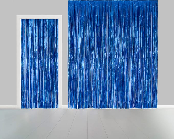 2x Deurgordijn Blauw 1 x 2,4 meter Vlamvertragend - Feest Thema Party