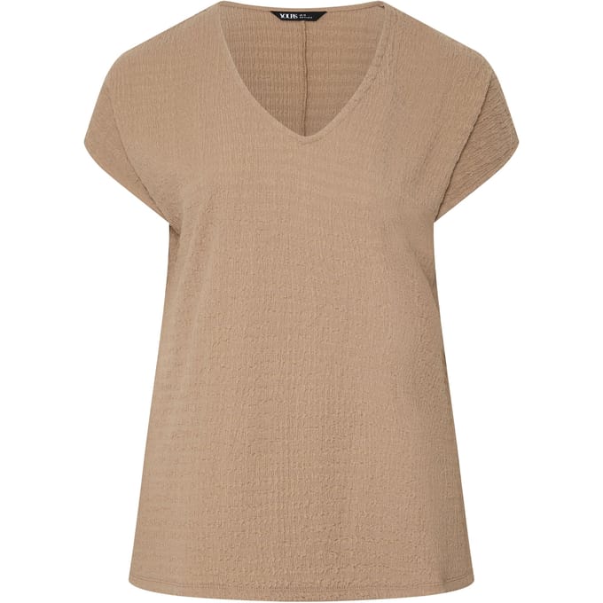 Yours Natuurlijk Beige Tshirtset Met Structuur Size 42