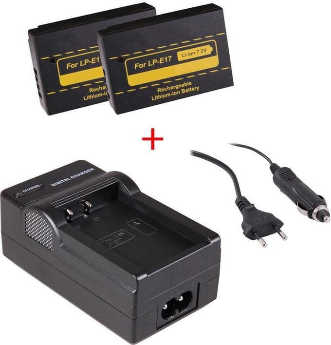 Huismerk 2 x camera-accu's LP-E17 voor Canon + oplader
