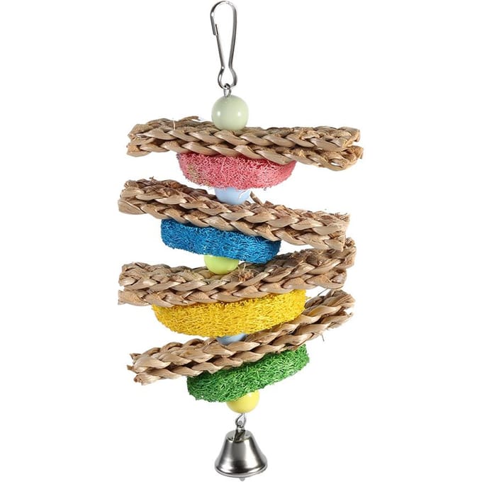 Touwkalebash Handgemaakt Kauw Pik Speelgoed Met Bel voor Papegaaien Vogels Plezier beige