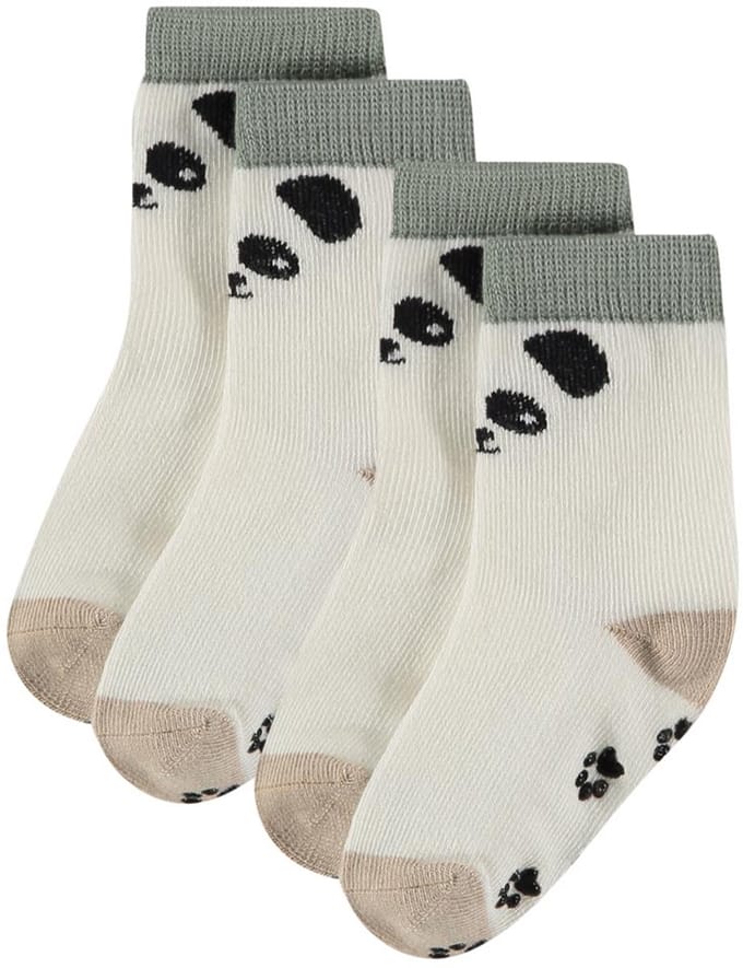 Comfortabel & Zijdezacht Bamboo Basics Sokjes HARLEY (2-pack) - 2x Off White Panda - 6-12 Mnd