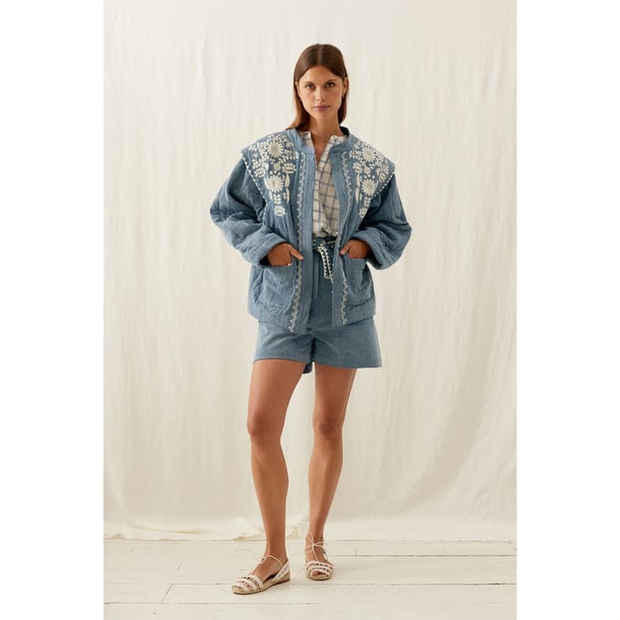 Louise Misha Jacket Maurice Stone Blue Maat: 36 | Gilets Outlet | Dames | Blauw