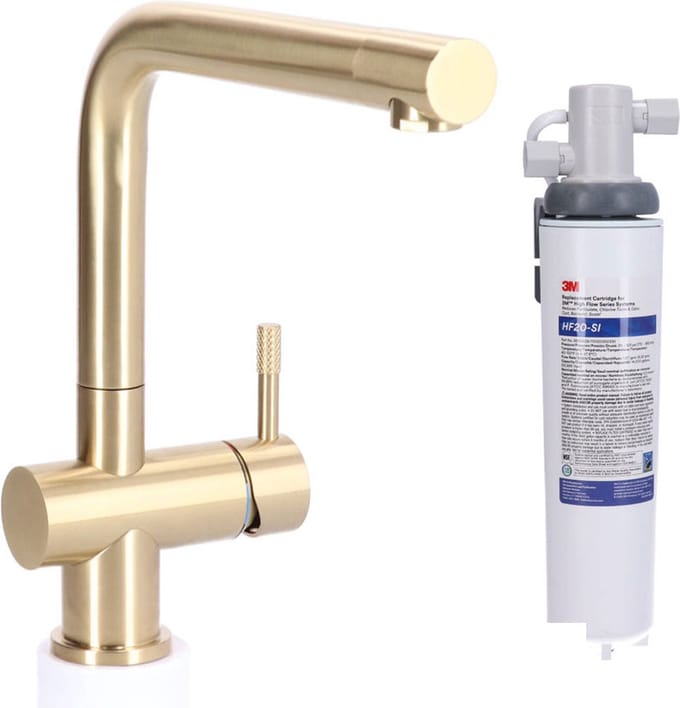 STAHL Keukenkraan Gold massief RVS inclusief 3M waterfilter
