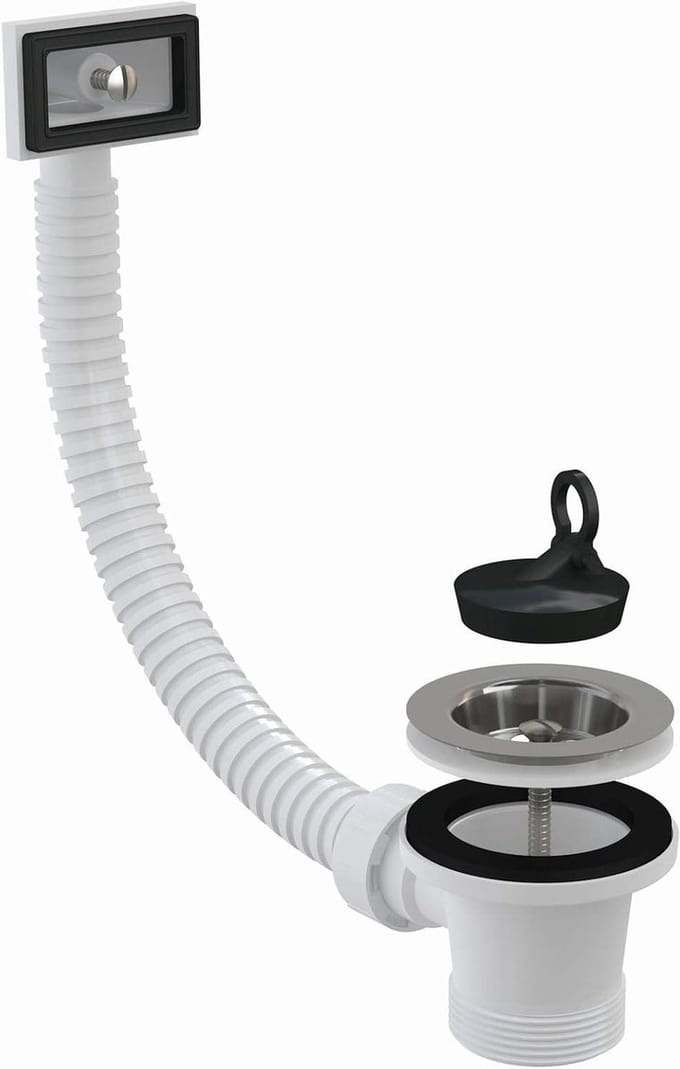 Afvoerplug - Keukenkraan - Snel afvoeren - Inclusief RVS rooster - 50 mm aansluiting - Wit