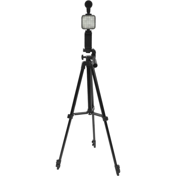 Video-opnameapparatuur met Statief, Microfoon, LED-invullicht, 360 graden Roterende Smartphone Vlogging Kit black