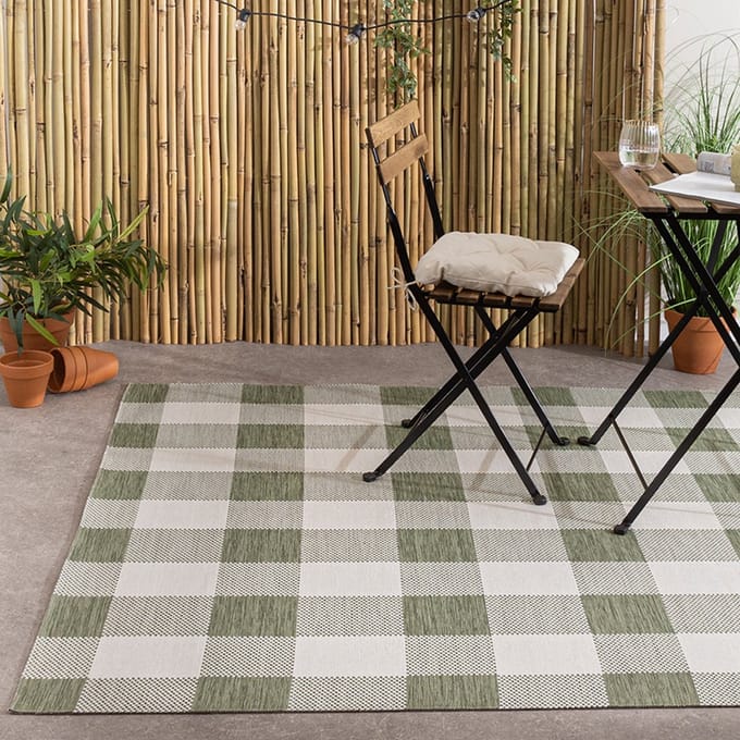 Fraai In & Outdoorkleed - Ranch Checkerboard Groen - 200x290cm