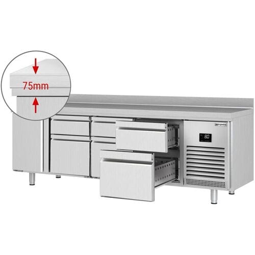 GGM Gastro Kühltisch Premium PLUS - 2452x700mm - mit 1 Tür - 6 Schubladen - mit Aufkantung