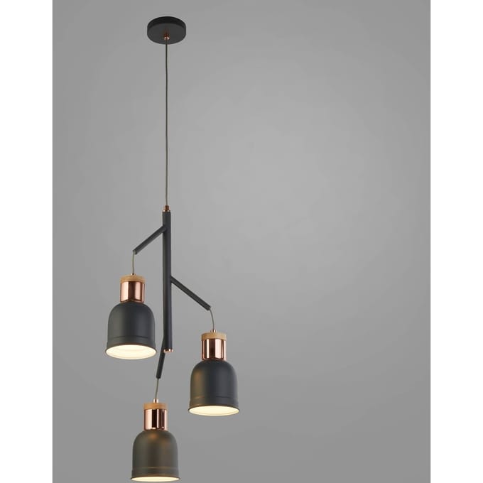 Searchlight Hanglamp Barham, grijs, metaal, 3-lamps, E27