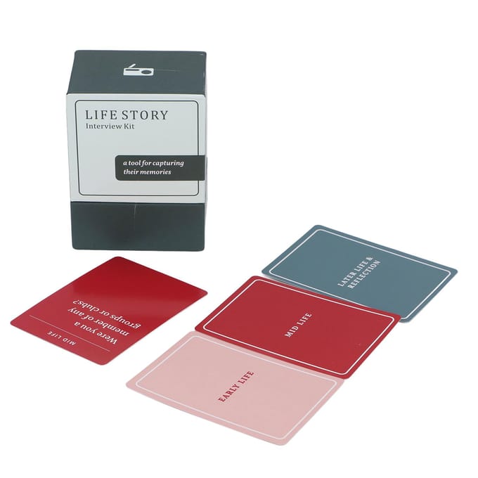 Levensverhaal Interview Kit Kaarten 150 STUKS Papier Intergenerationele Gesprekskaarten voor Thuis gray