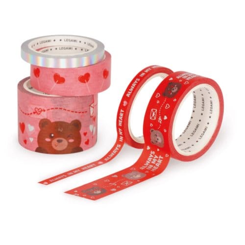 Legami set van 5 sticky washi tapes - teddy bear - tape by tape