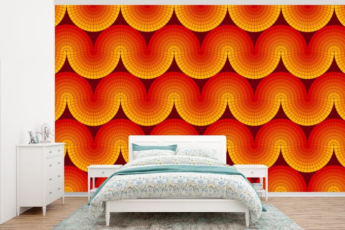 Behang - Fotobehang Design - Retro - Rood - Abstract - Breedte 345 cm x hoogte 220 cm