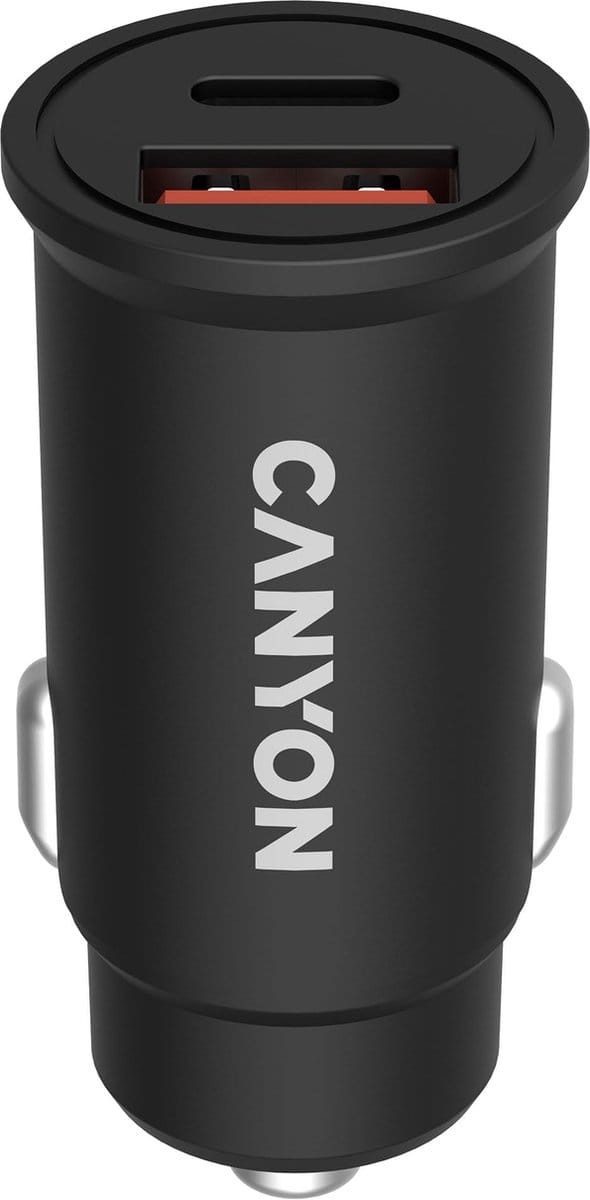 Canyon C-20B03 Serie - Autolader - USB-C PD 30W - USB-A QC3.0 - Zwart