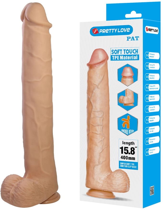 Pretty Love - Pat - Super Grote Dildo - 40 cm - Lichte Huidskleur