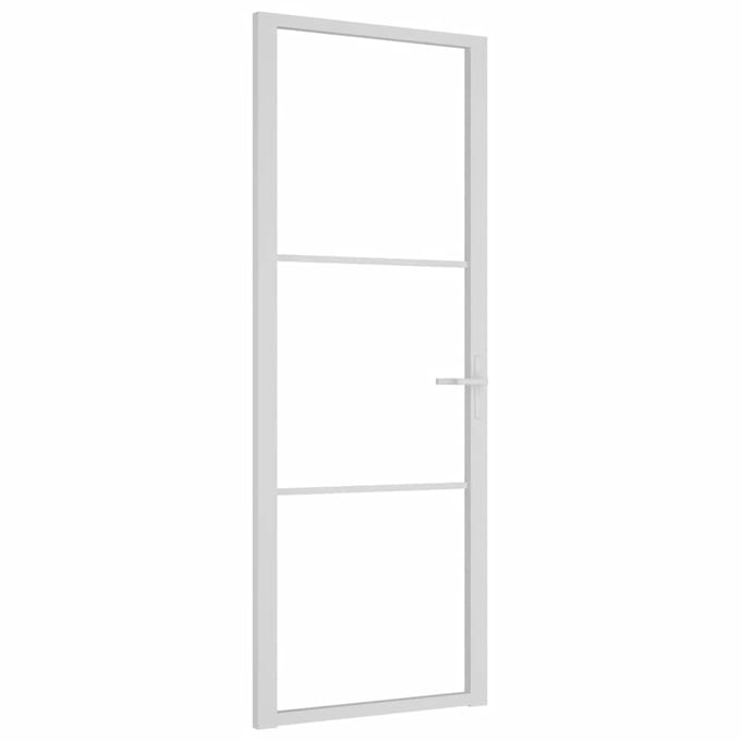vidaXL - Glazen - deur - 76 - x - 201,5 - cm - Aluminium - Wit - en - Transparant