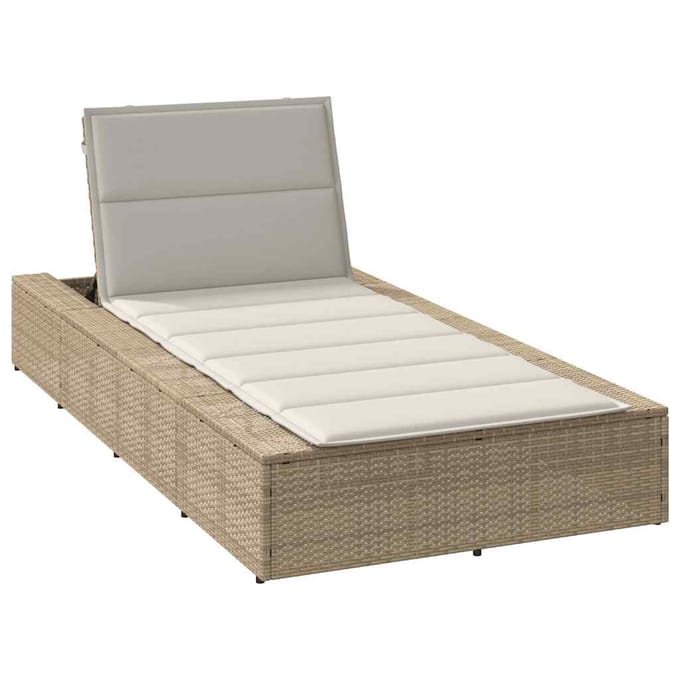 vidaXL - Ligbed - met - zwevend - kussen - poly - rattan - beige