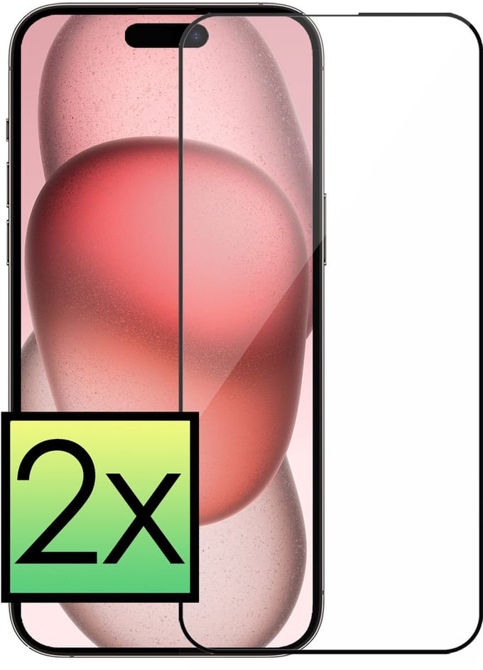 Screenprotector - 2 Stuks - Geschikt voor Apple iPhone 15 Pro - Full Cover - Beschermglas - Gehard Glas - Tempered Glass - Screen Protector