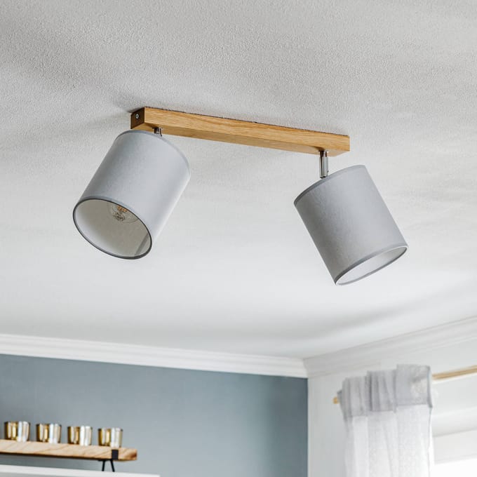 BRITOP Plafondspot Corralee, grijs, 2-lamps