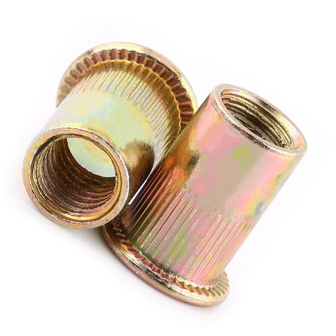 M3M12 Acier au carbone Plat Fileté Écrou à sertir à bride Inserts Écrou à sertir Fixation M6x100pcs
