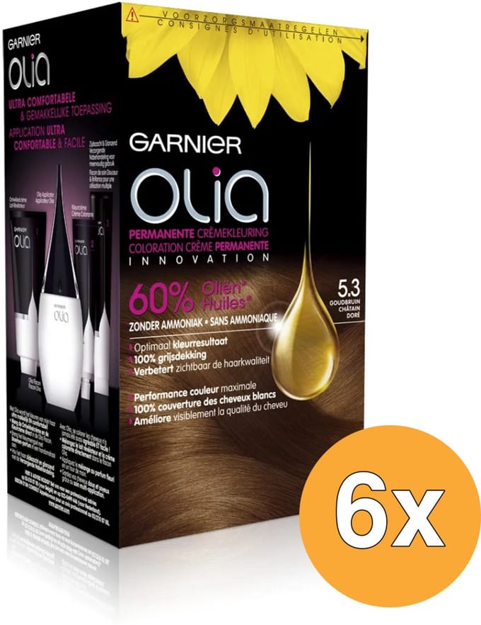 Garnier Olia Licht Goudbruin 5.3 - Permanente Haarkleuring Zonder Ammoniak 3x
