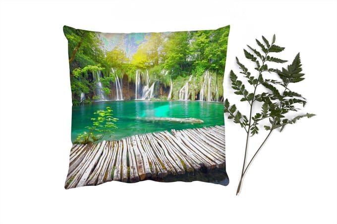 Sierkussens - Kussentjes Woonkamer - 60x60 cm - Brug - Waterval - Natuur