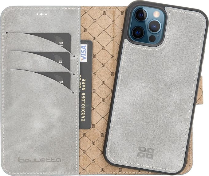 Bouletta geschikt voor iPhone 13 Pro Max uitneembare leer hoesje - Future Grey