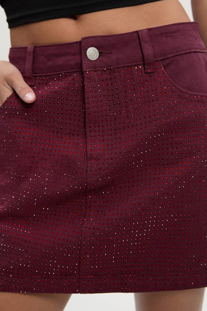 boohoo Dames Versierde mini-rok | Burgundy | Maat: 8