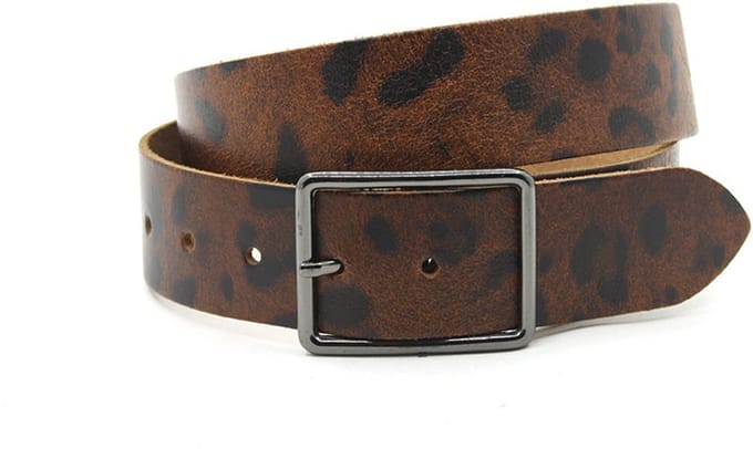 Dames riem cognac/zwart - 4 cm breed - Leer - Jeans riem - Casual - Maat 90