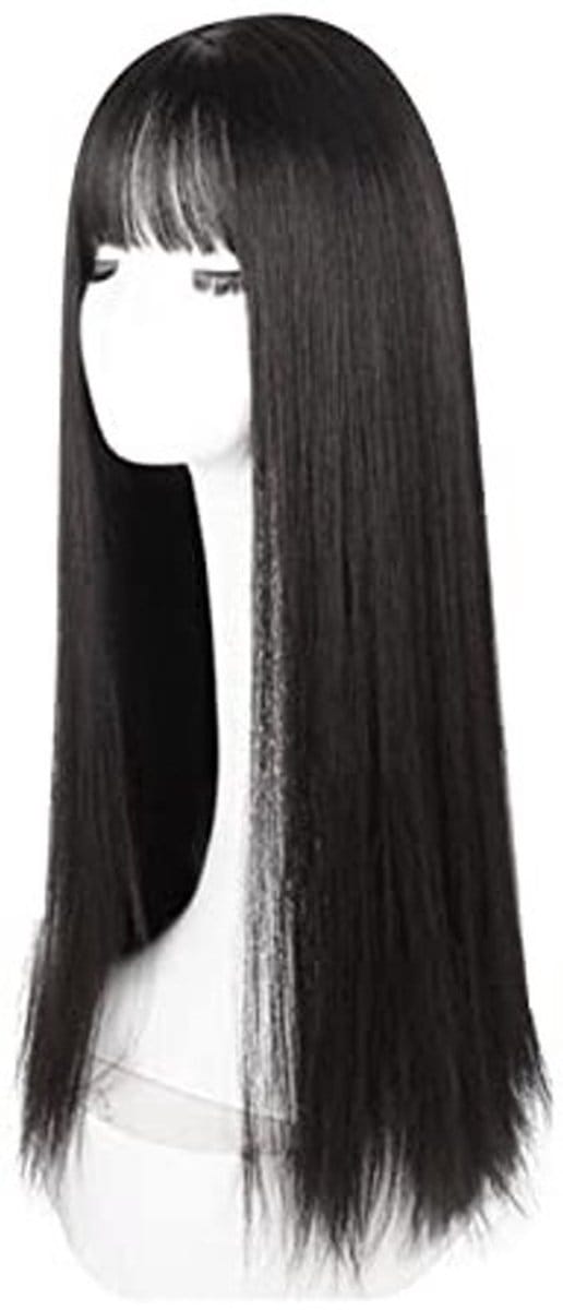 Dailygoody - Synthetische Pruik - Cosplay Feest - 72cm Lange Zwarte