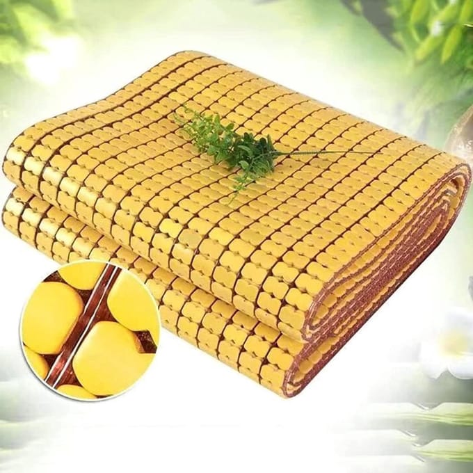 Bamboe Bedmat - Zomerslaapmat Koelmat - Koel Slapen - Opvouwbaar - 1.35x1.9M - Geel