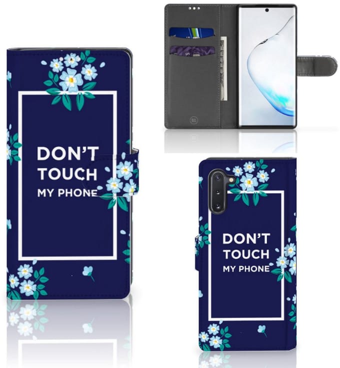 Samsung Galaxy Note 10 Portemonnee Hoesje Flowers Blue DTMP