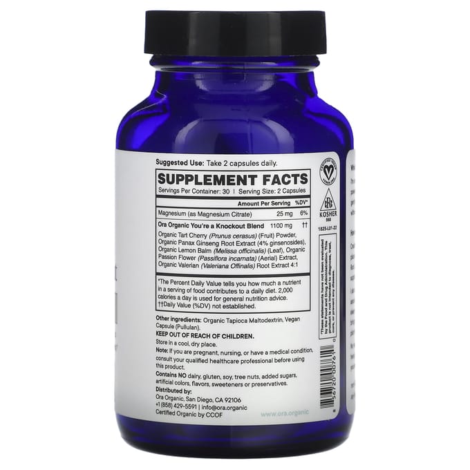 Ora, Votre Complément Knockout, Sommeil et Stress, 60 Capsules