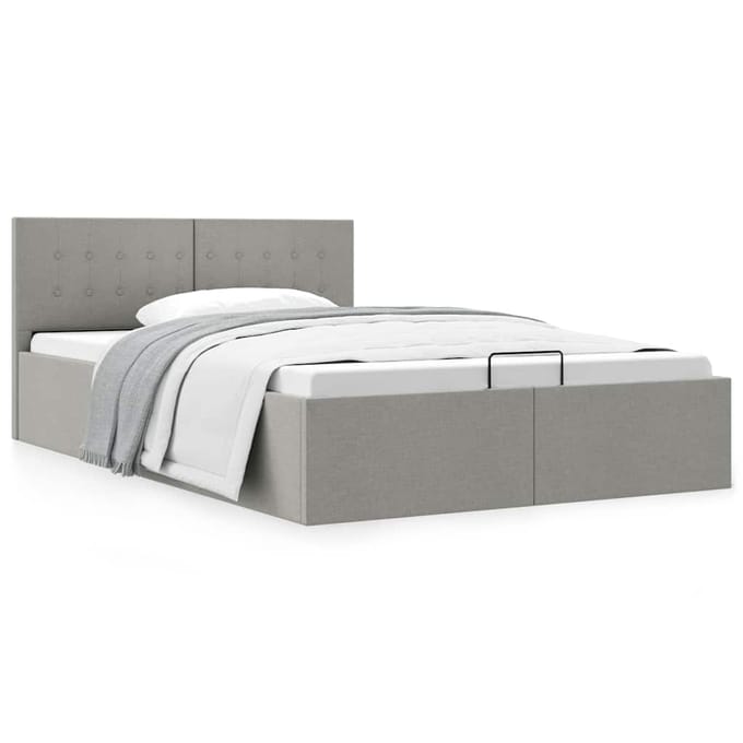 vidaXL - Bedframe - met - hydraulische - opslag - stof - lichtgrijs - 120x200 - cm