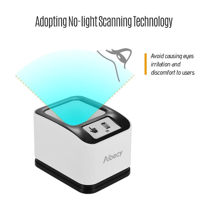 Aibecy 2200 1D/2D/QR Barcodescanner CMOS Afbeelding Desktop Barcodelezer USBO mnidirectionele Scherm Barcodescanner USB interface wit