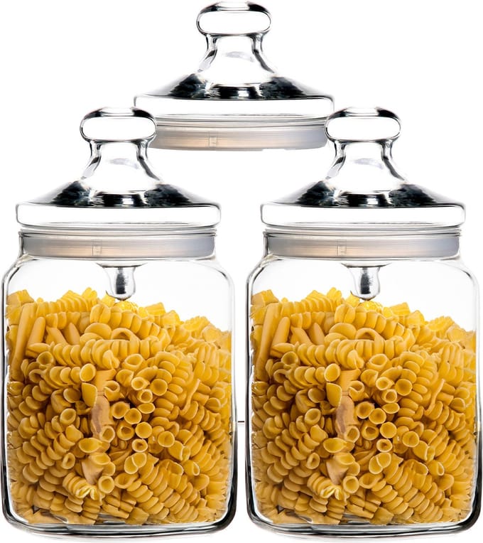Set van 3x stuks voorraadpotten/bewaarpotten 2000 ml glas met glazen deksel - Voorraadbussen