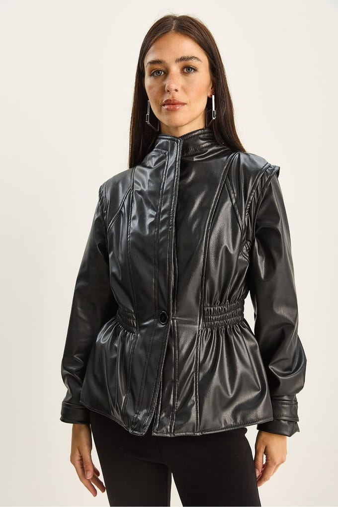 Gevoerde Oversized Neplederen Jas
