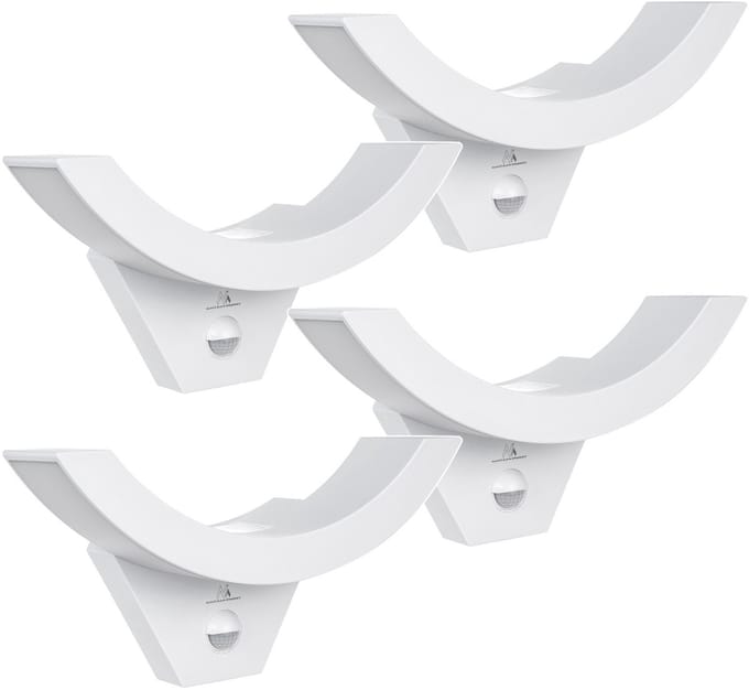 Maclean MCE290 W - Set van 4 stuks Wandlamp - buitenlamp - LED-lamp met bewegingssensor, PIR-sensor, wit, 10 W, IP54, 800 lm