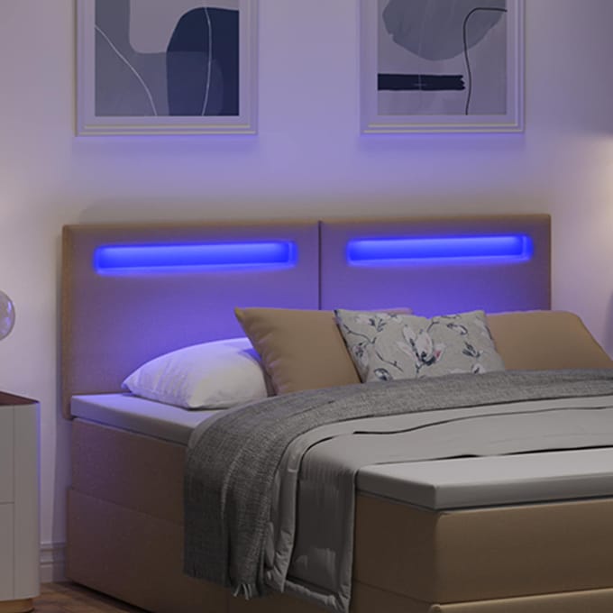 vidaXL - LED - Hoofdbord - Cappuccino - 144 - cm - Kunstleer