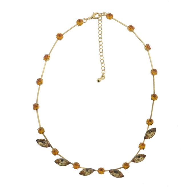 Behave - Ketting - Goud kleur - Dames - Stenen - Bruin - Metaal - 40 cm