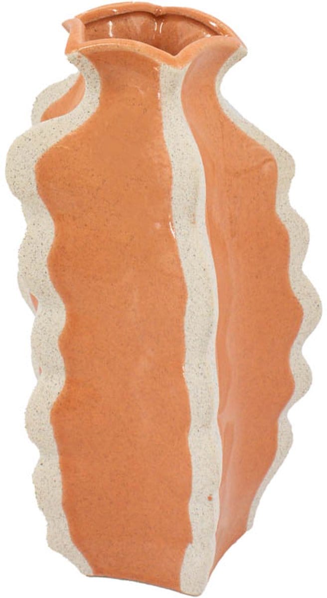 HomeBound by KY | Aardewerk vaas stripes sandstone | bloemenvaas