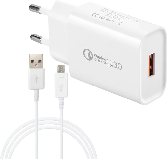 USB-oplader - Quick Charge 3.0 - snellader - netadapter - 3A USB-stekker - 1 Meter MicroUSB kabel