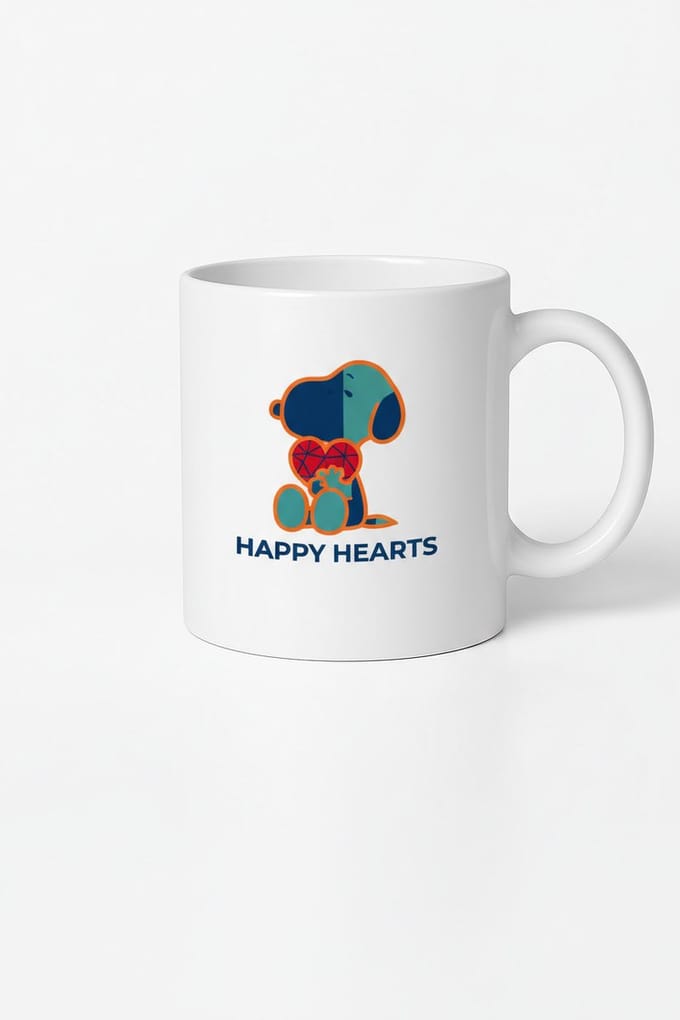 Happy Hearts Mok met Schattig Hond Design - Liefdevol Keramiek Cadeau