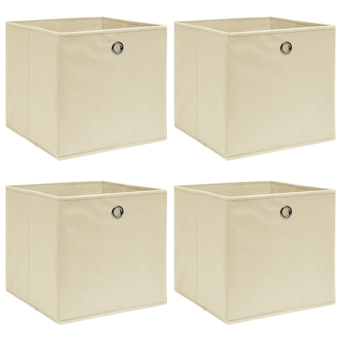 vidaXL - Opbergboxen - 4 - st - 32x32x32 - cm - stof - crèmekleurig