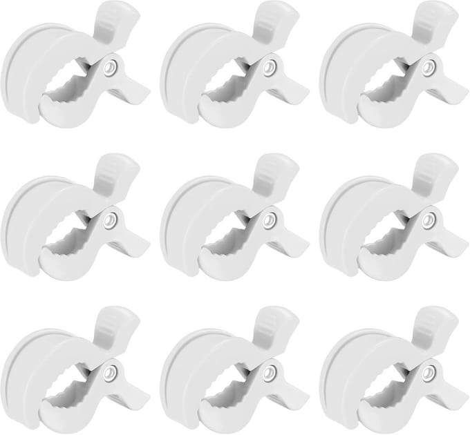 9 Stuks Kinderwagenclips voor Bevestiging van Speelgoed en Zonwering - Wit