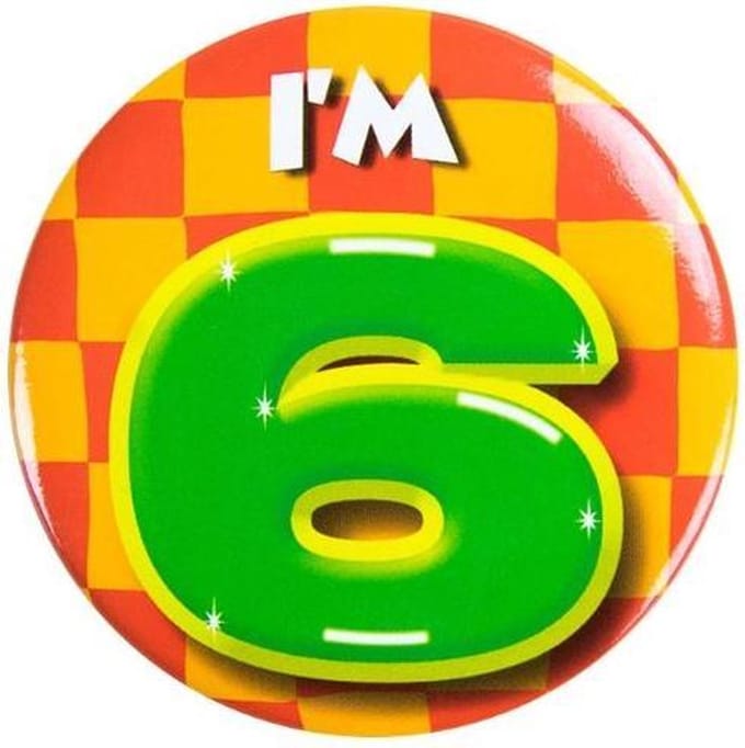 Verjaardags button I am 6