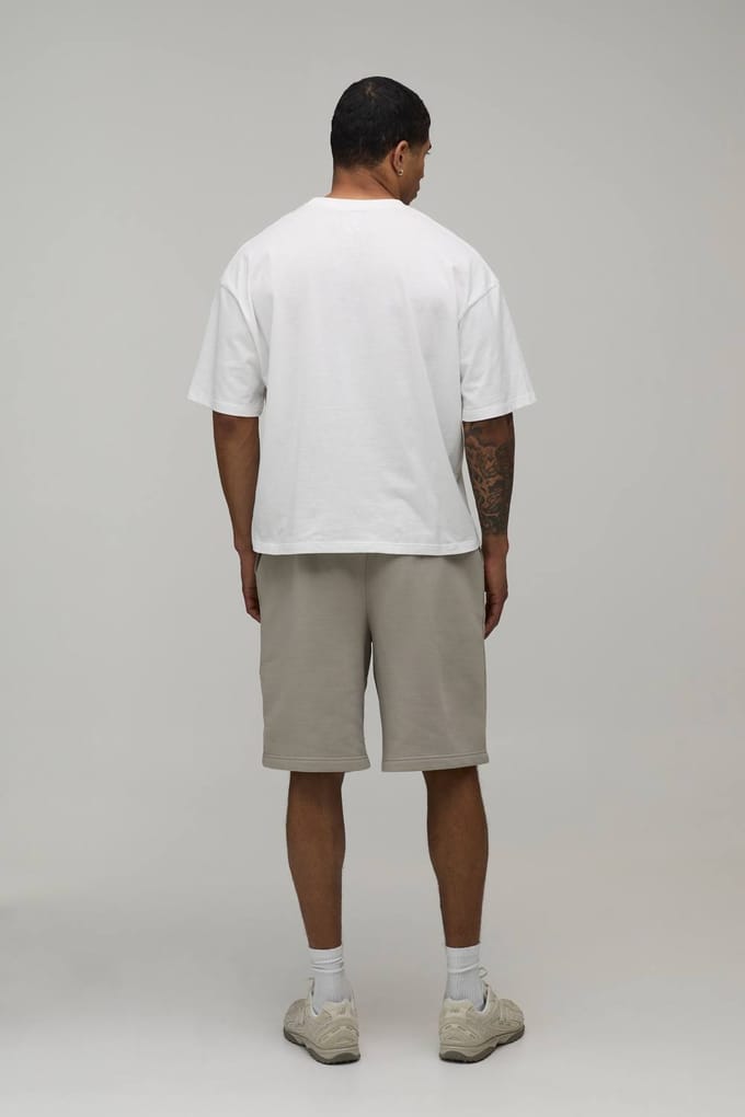Baggy Fit Spray Wash Piping Jersey Short | Grey | Size Medium